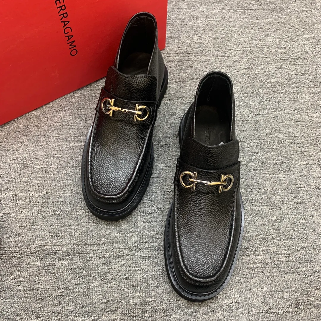 Men's shoes 💰960 🎁🎁🎁😈【Ferragamo】Men's high-top boots, the latest hot style, 1:1 original purchase quality, top quality, imported cowhide for the uppers, imported cowhide for the lining and feet, with original lightweight foam outsole, matching code 39-44, (38, 45 custom-made, non-refundable),